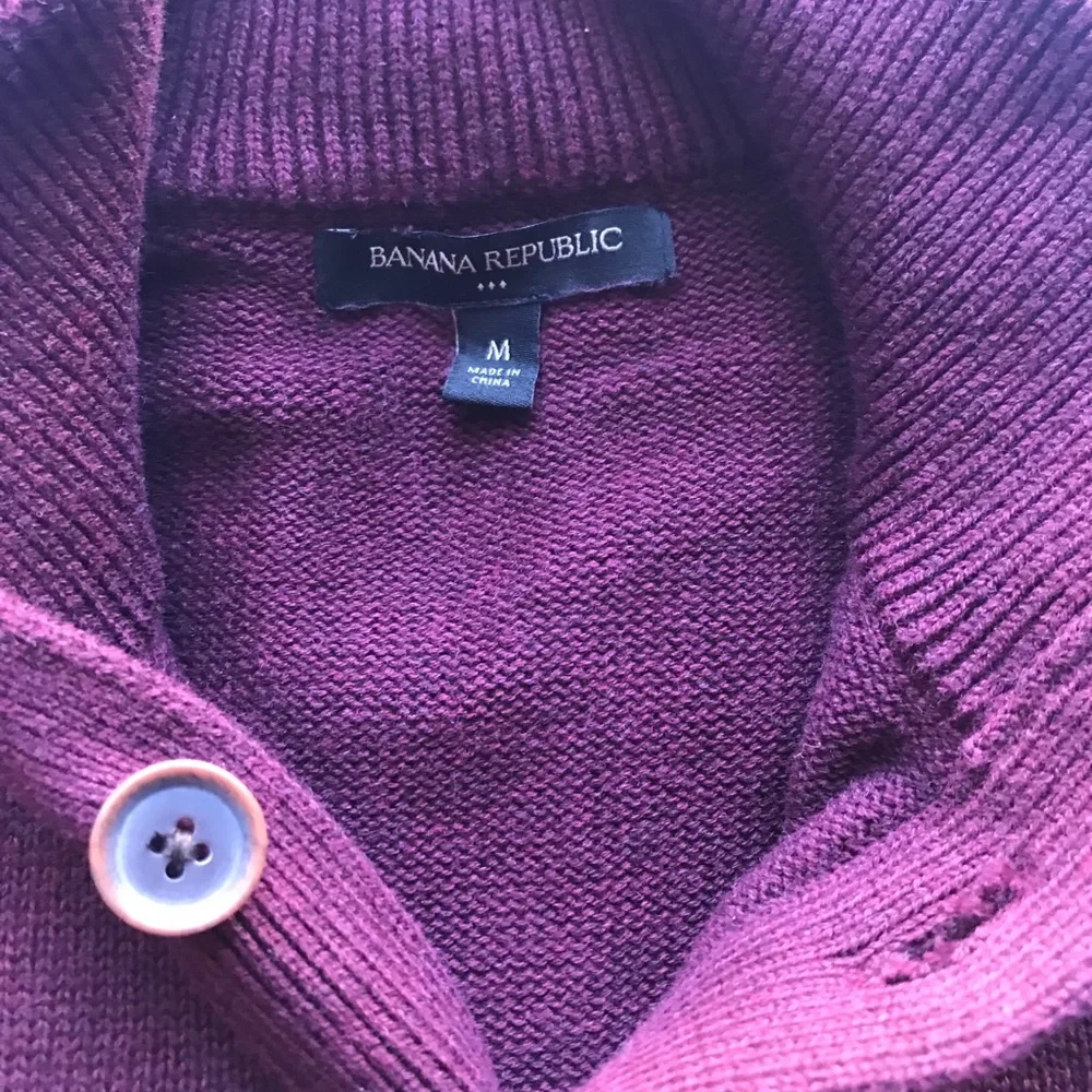 Banana Republic Men's Burgundy Shawl Collar Sweater